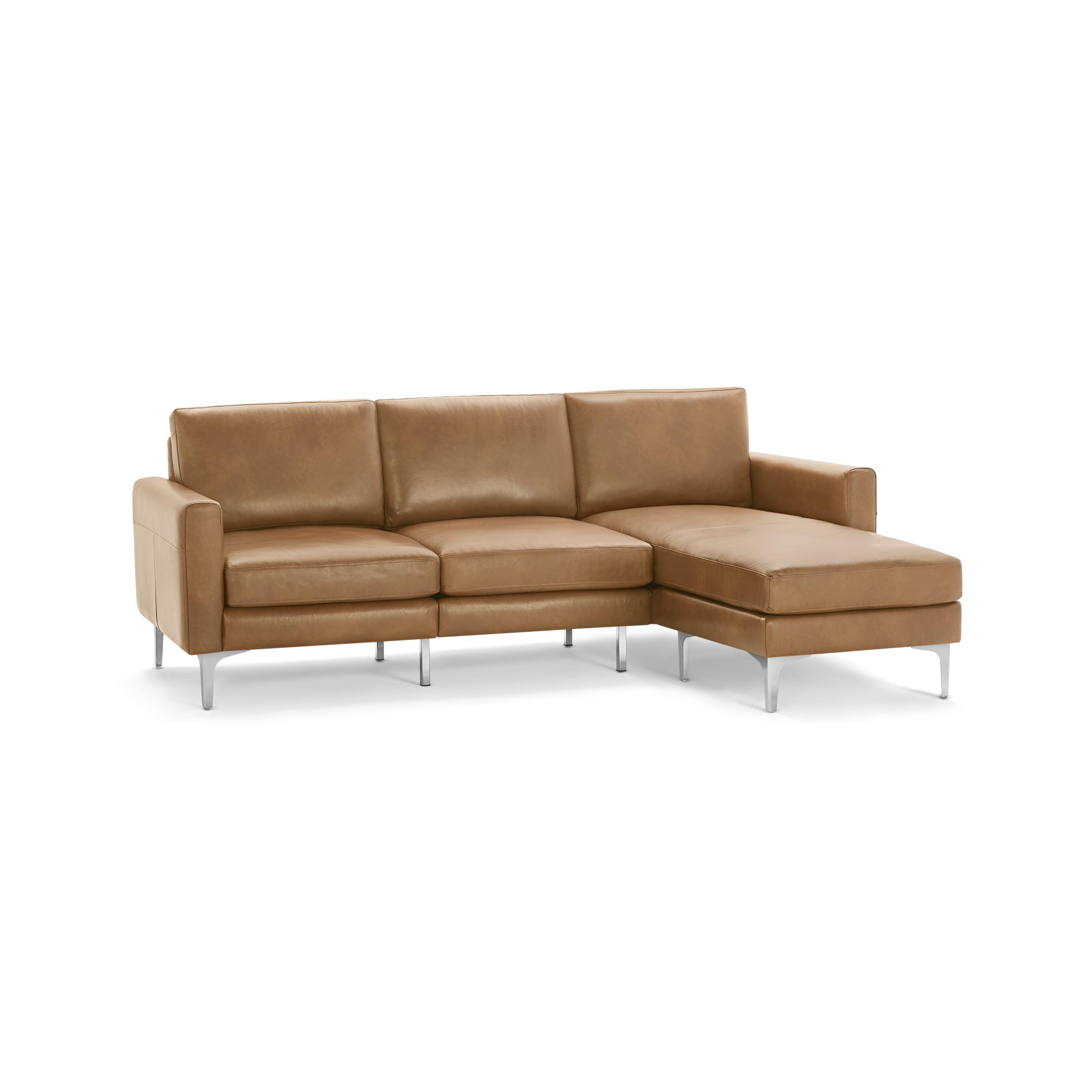 Nomad Leather Sectional in Camel, Chrome Legs - Burrow