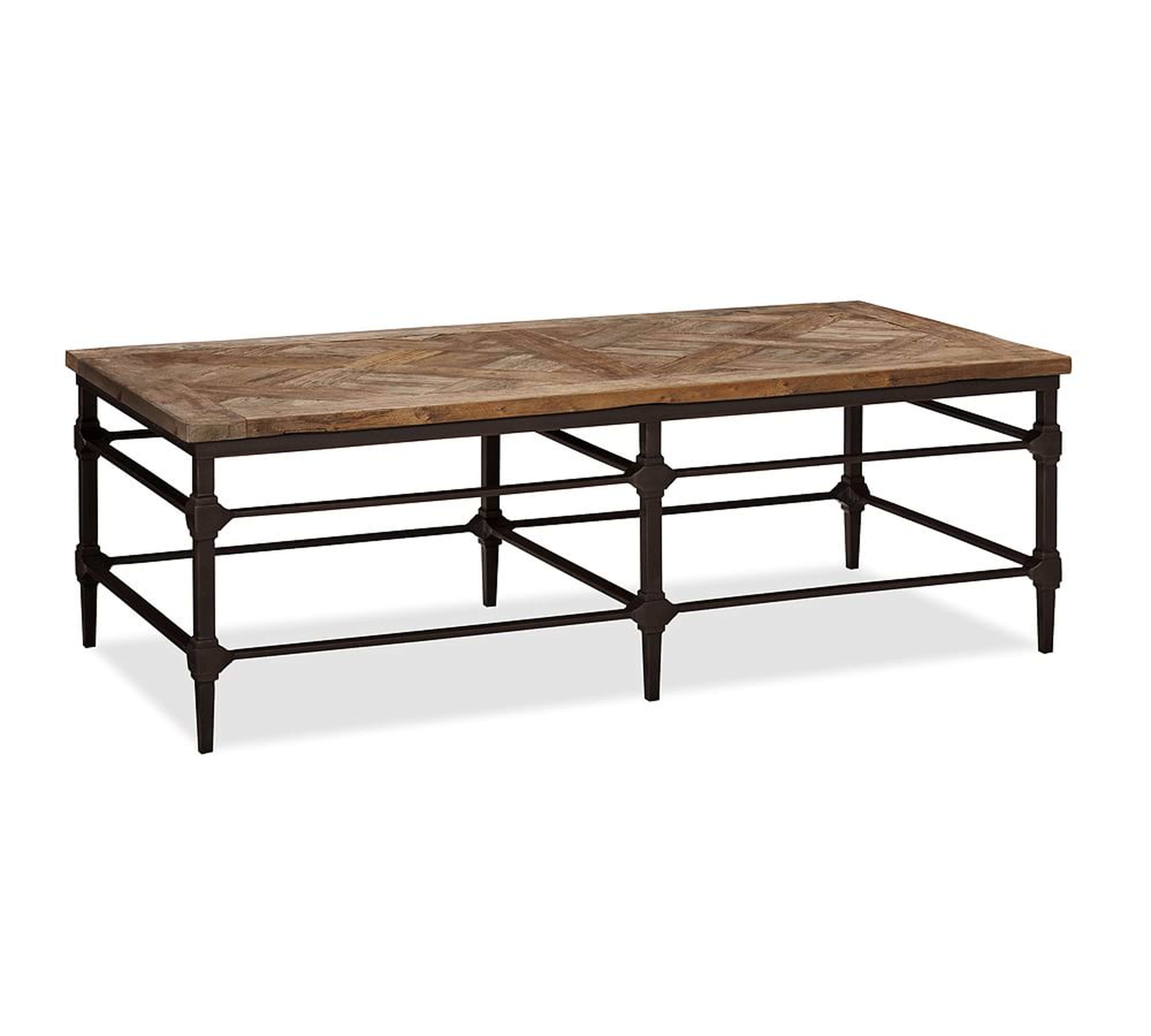 Parquet Reclaimed Wood & Metal Rectangular Coffee Table, 54"L - Pottery Barn