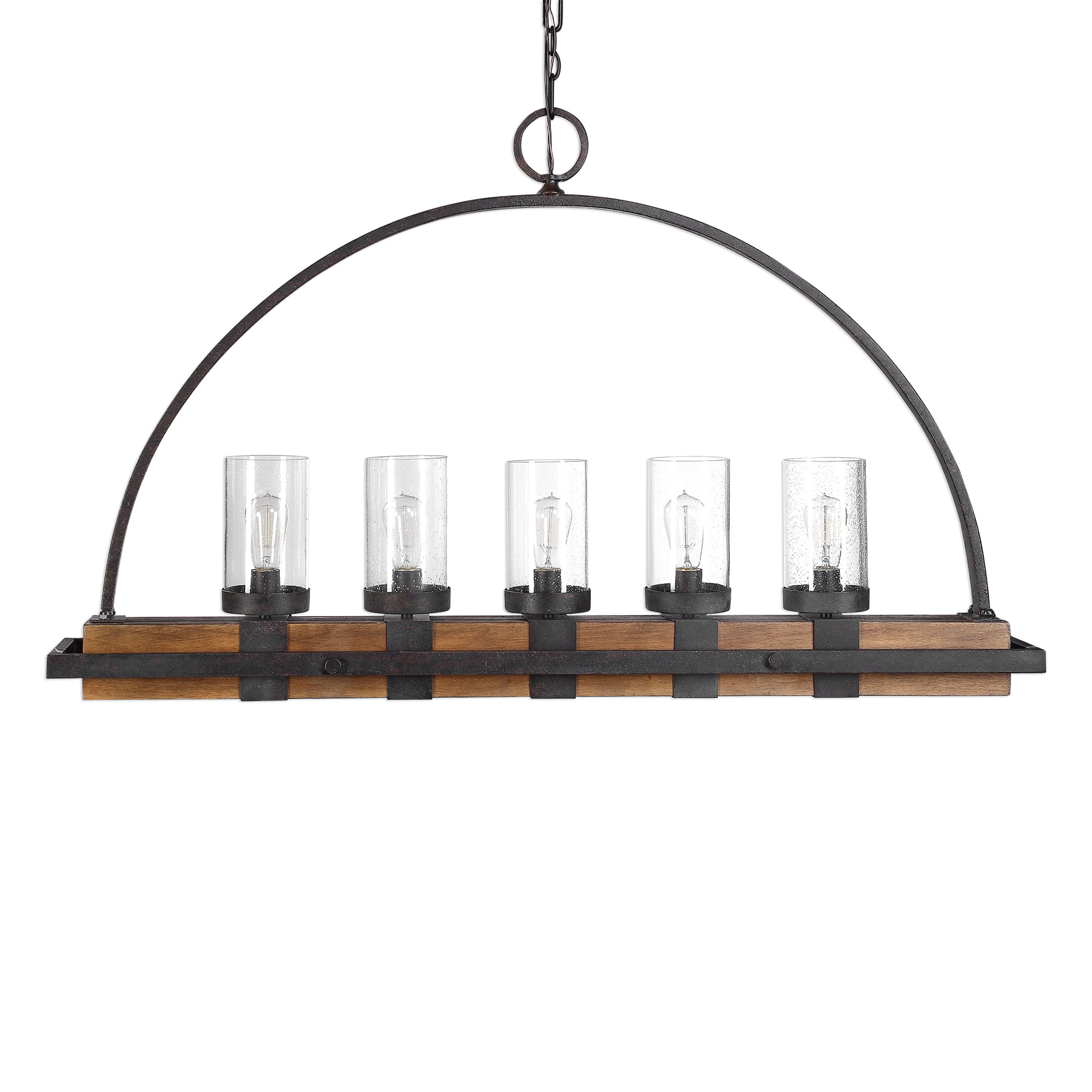 Atwood Rustic Linear Chandelier, 5 Light - Hudsonhill Foundry