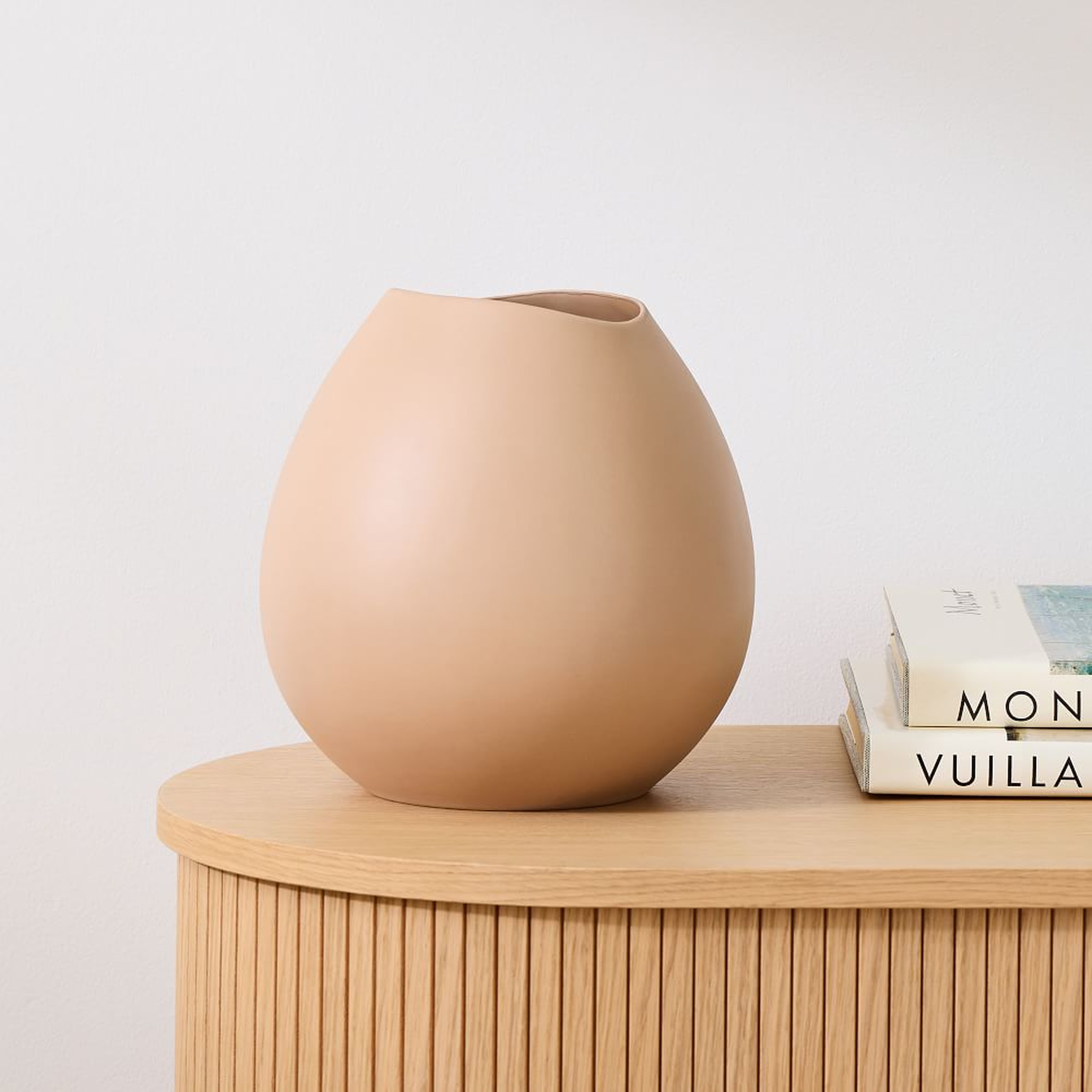 Organic Ceramic Vases, Round Vase, Light Sienna, Ceramic - West Elm