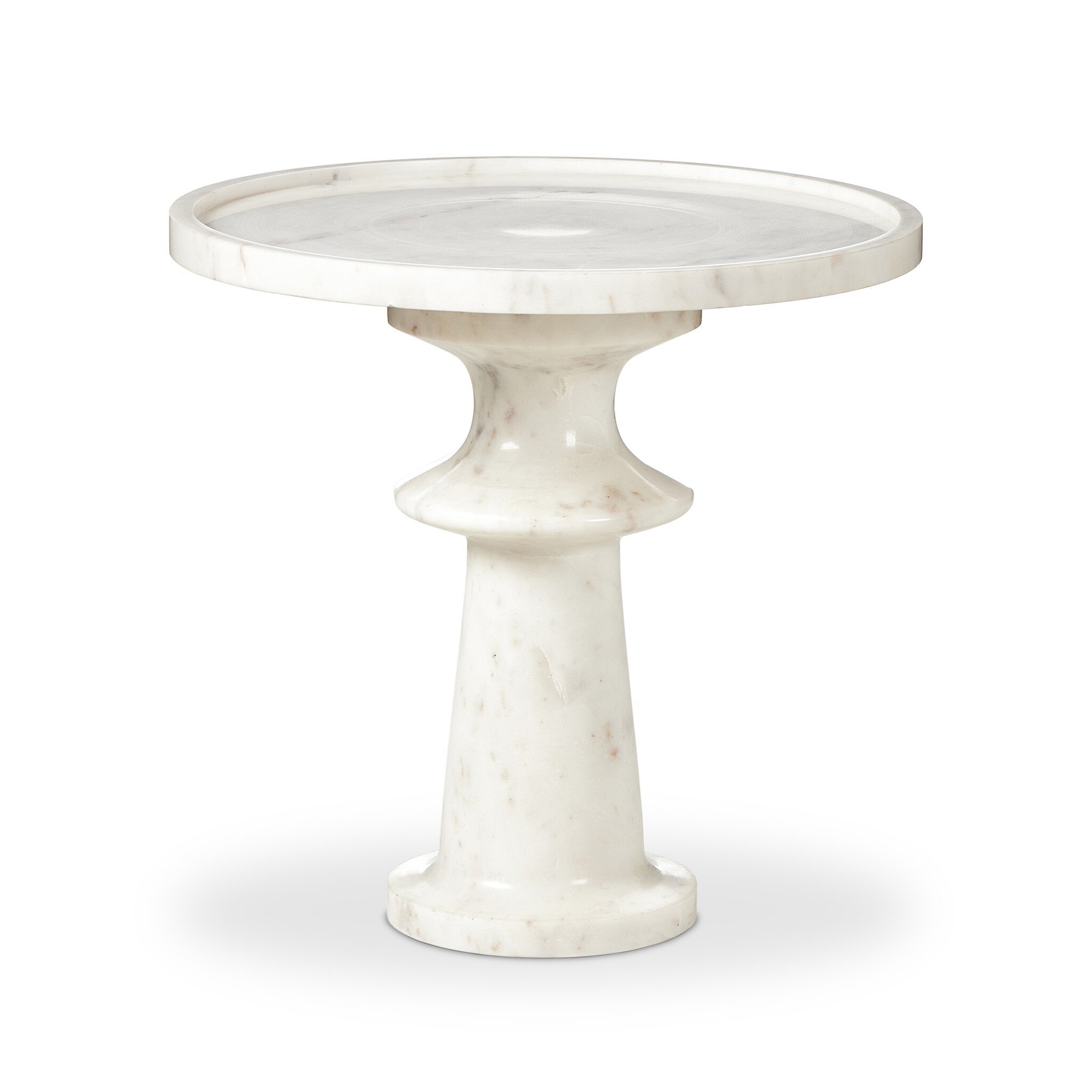 Skylar End Table - Polished White Marble - Four Hands