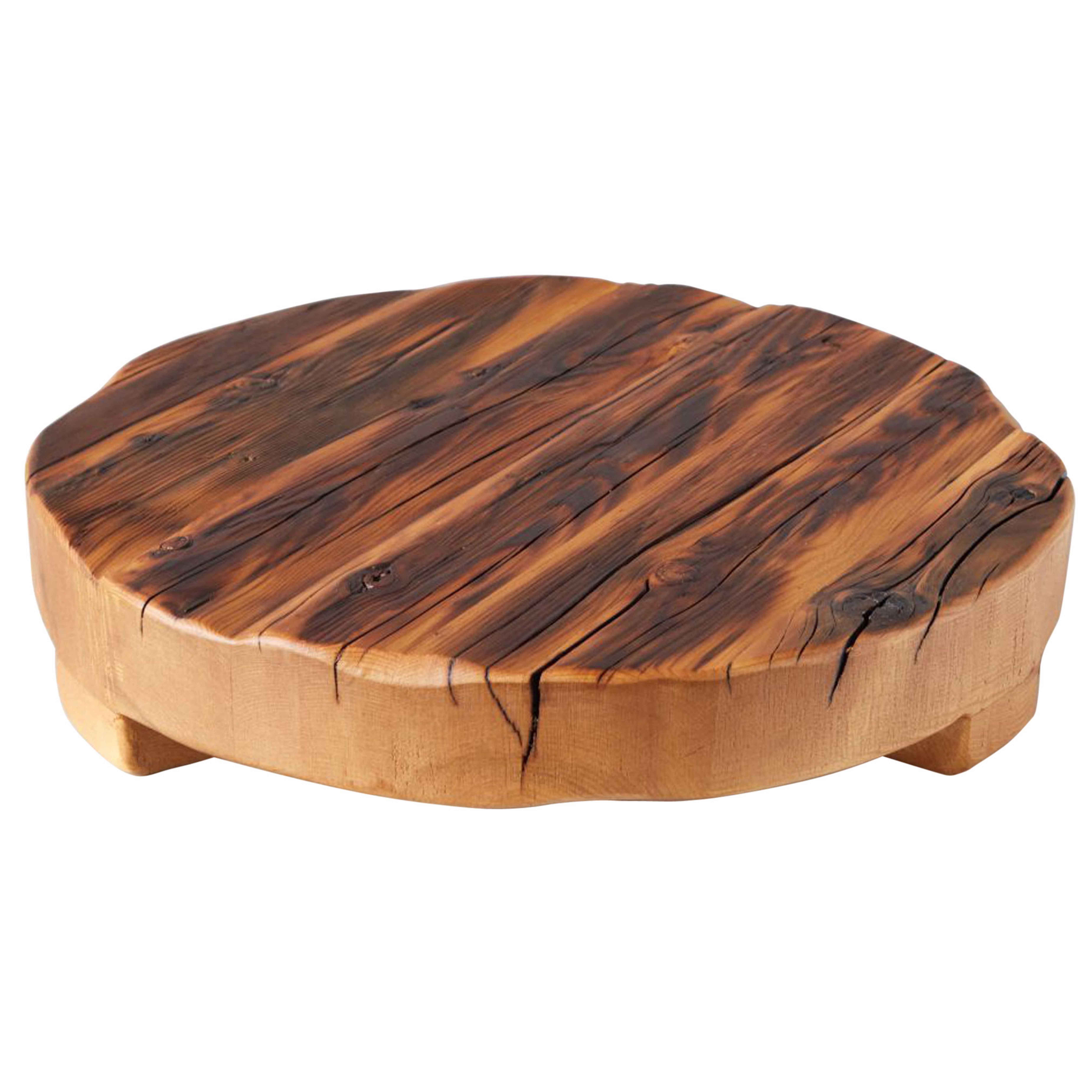 Alice Modern Classic Brown Reclaimed Wood Round Serving Tray - Large - Kathy Kuo Home