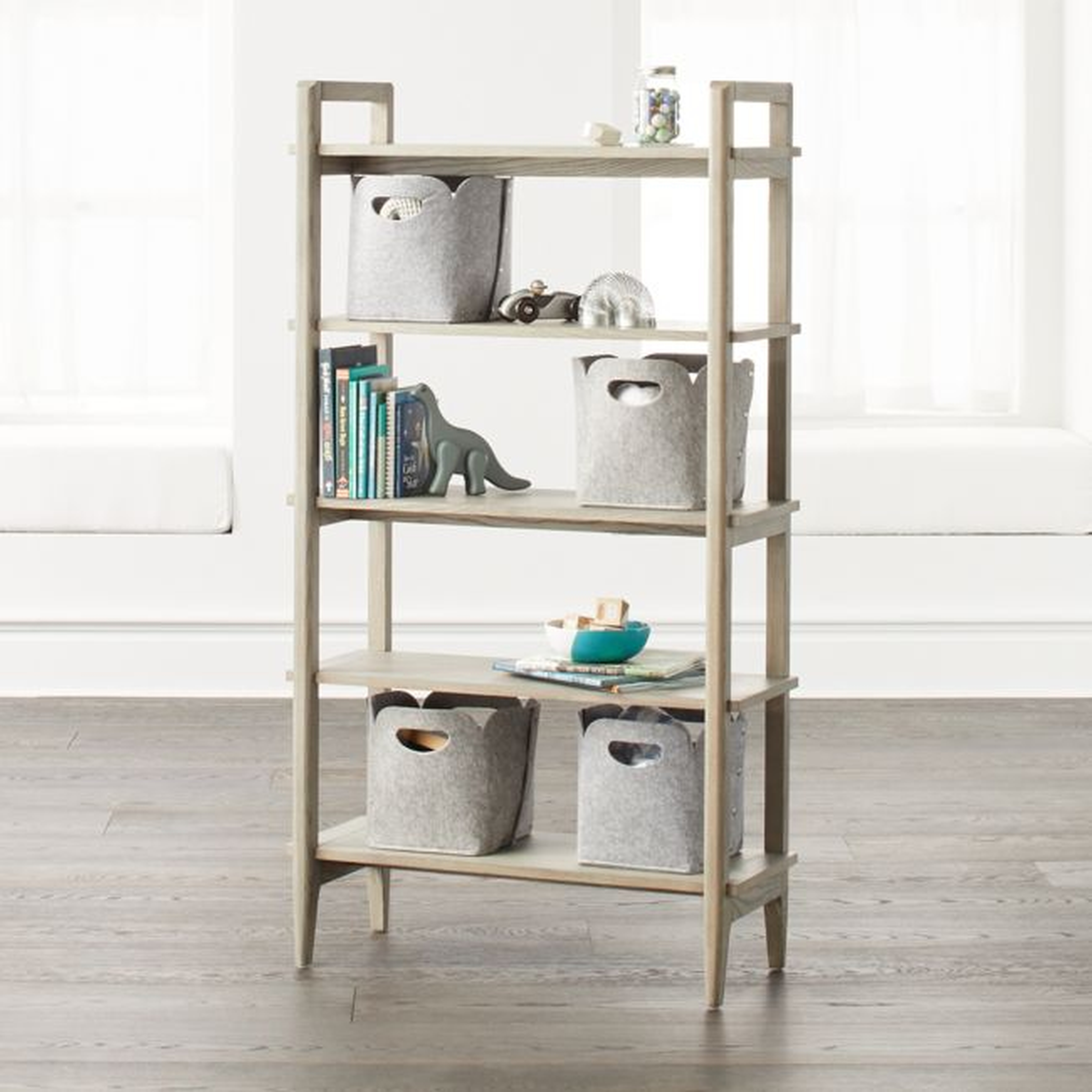 Wrightwood Tall Grey Stain Bookcase - Crate and Barrel