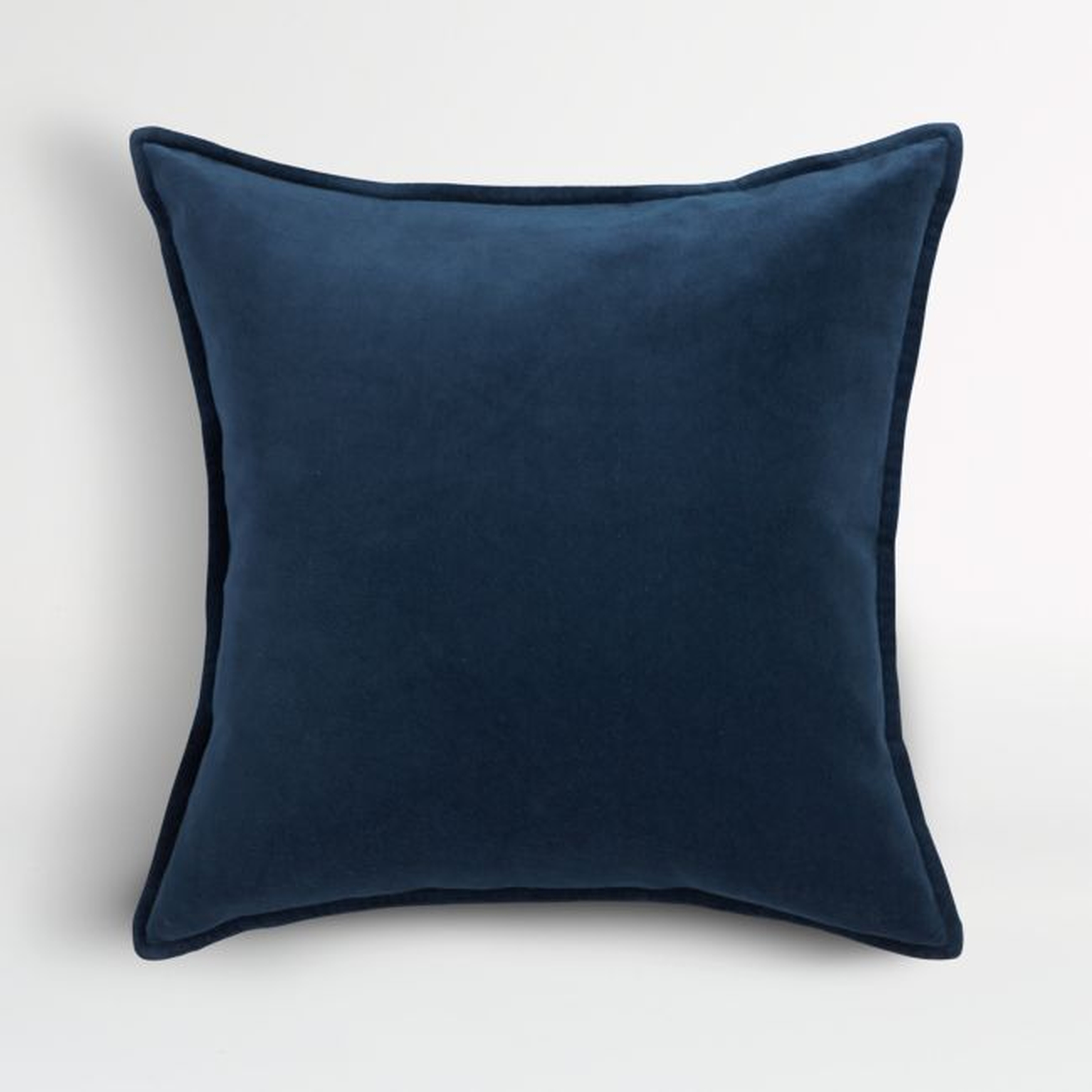 Indigo 20" Washed Organic Cotton Velvet Pillow with Down-Alternative Insert - Crate and Barrel