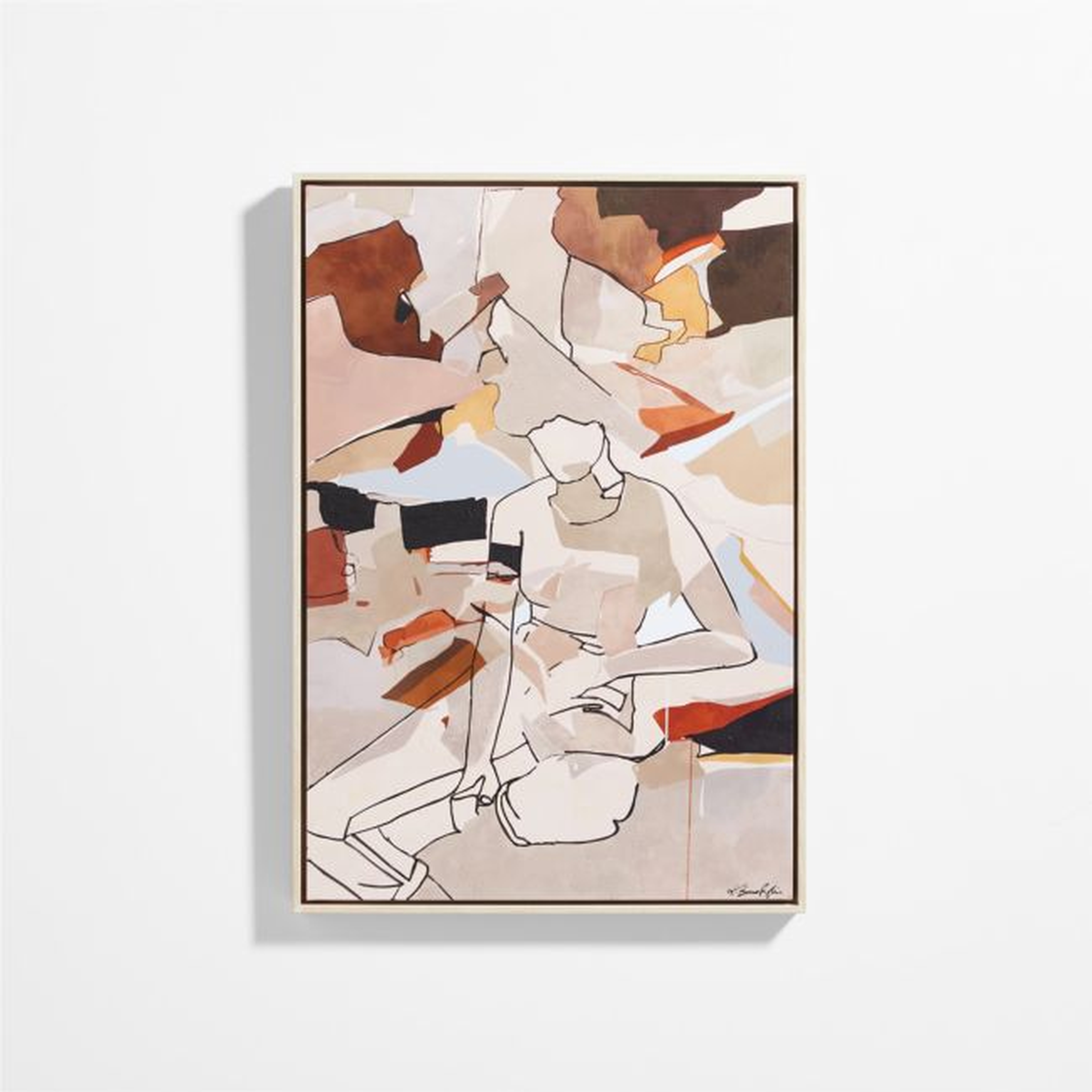 "Solitude" Framed Beige & Brown Portrait Wall Art Print 24"x35" by Kichael Bonofiglio - Crate and Barrel