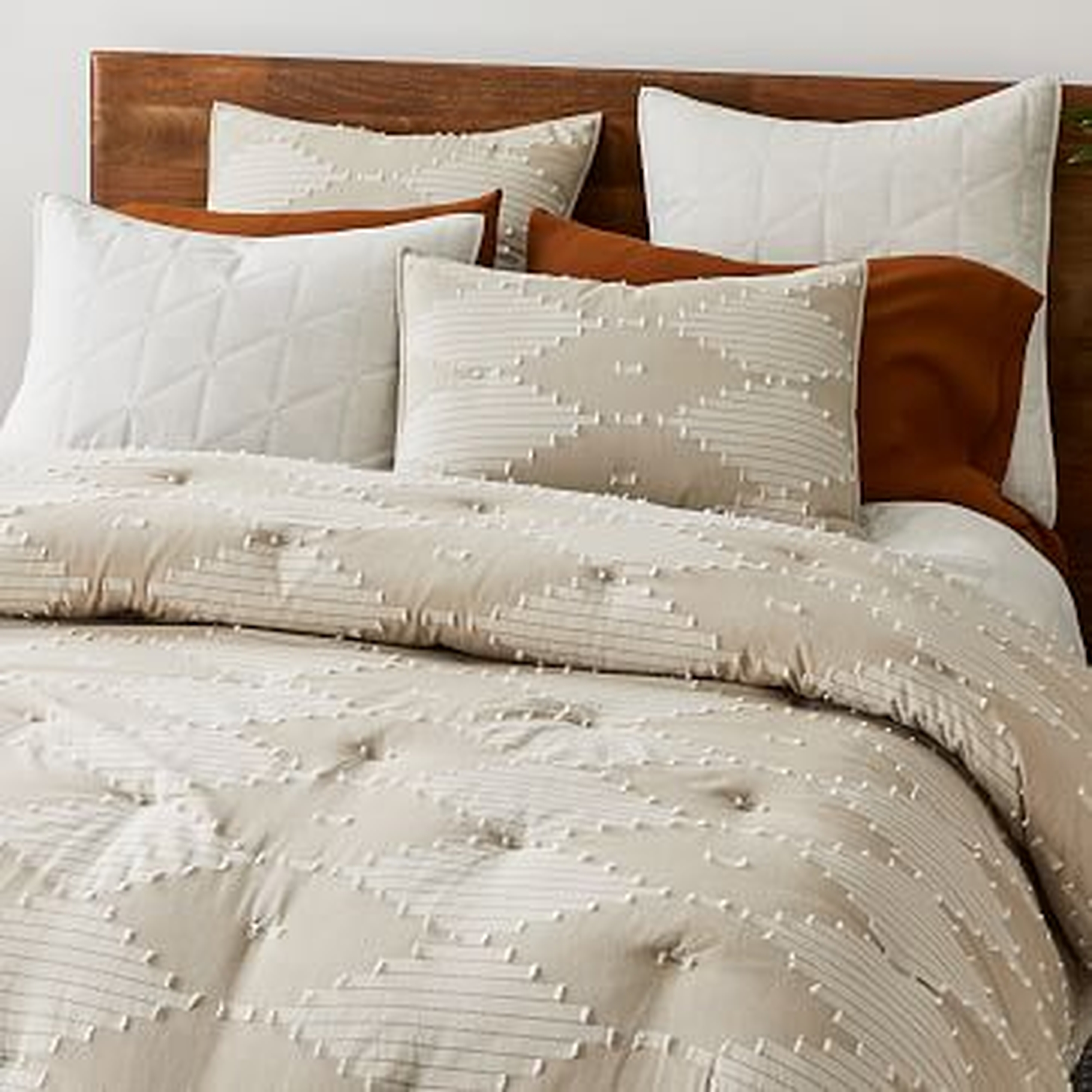 Clipped Diamonds Chambray Comforter, Full/Queen Set, Natural - West Elm