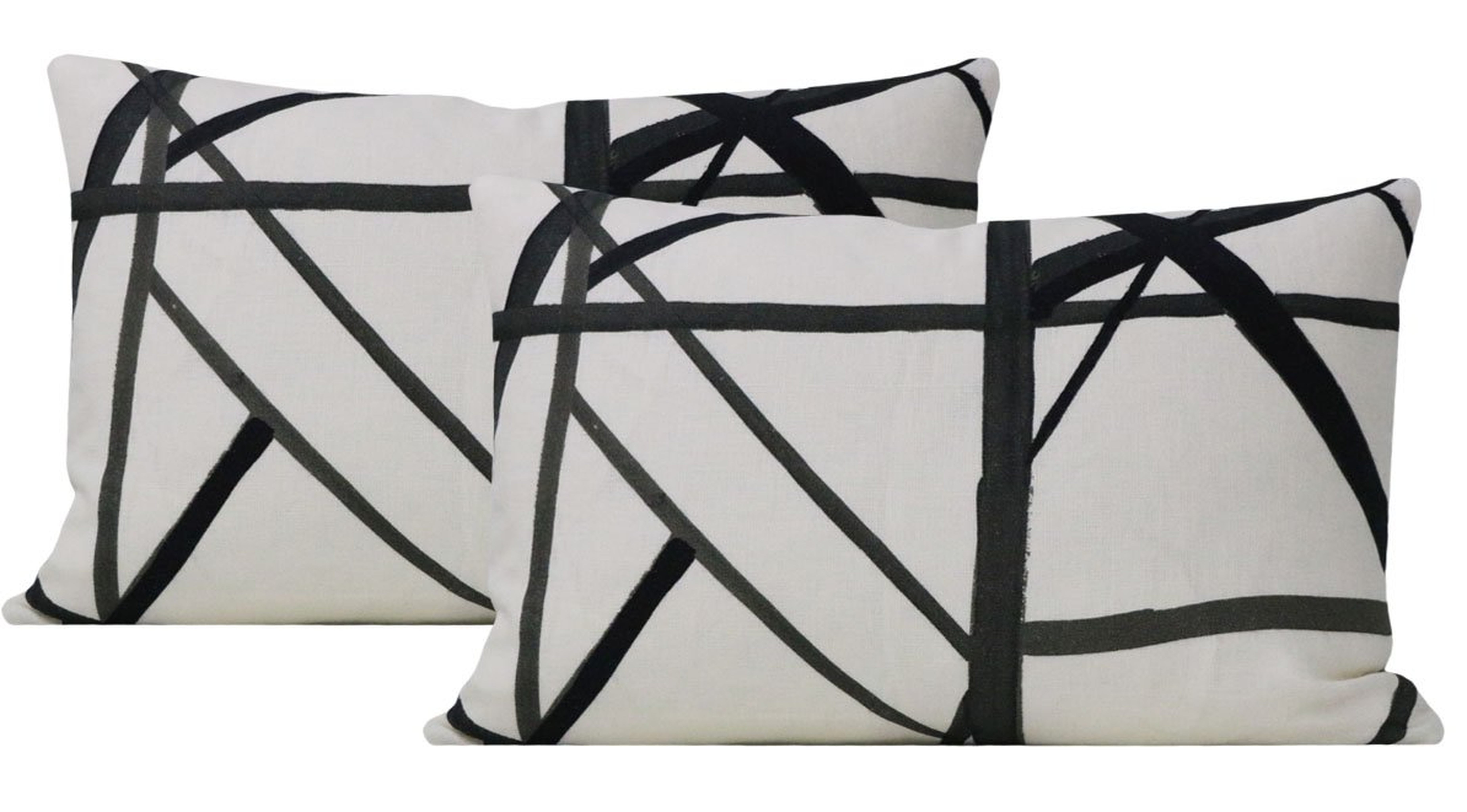 LIMITED SET :: Pair of 12" X 18" Channels // Ebony + Ivory Pillow Covers - 12" X 18" [ WITH INSERTS ] - Little Design Company
