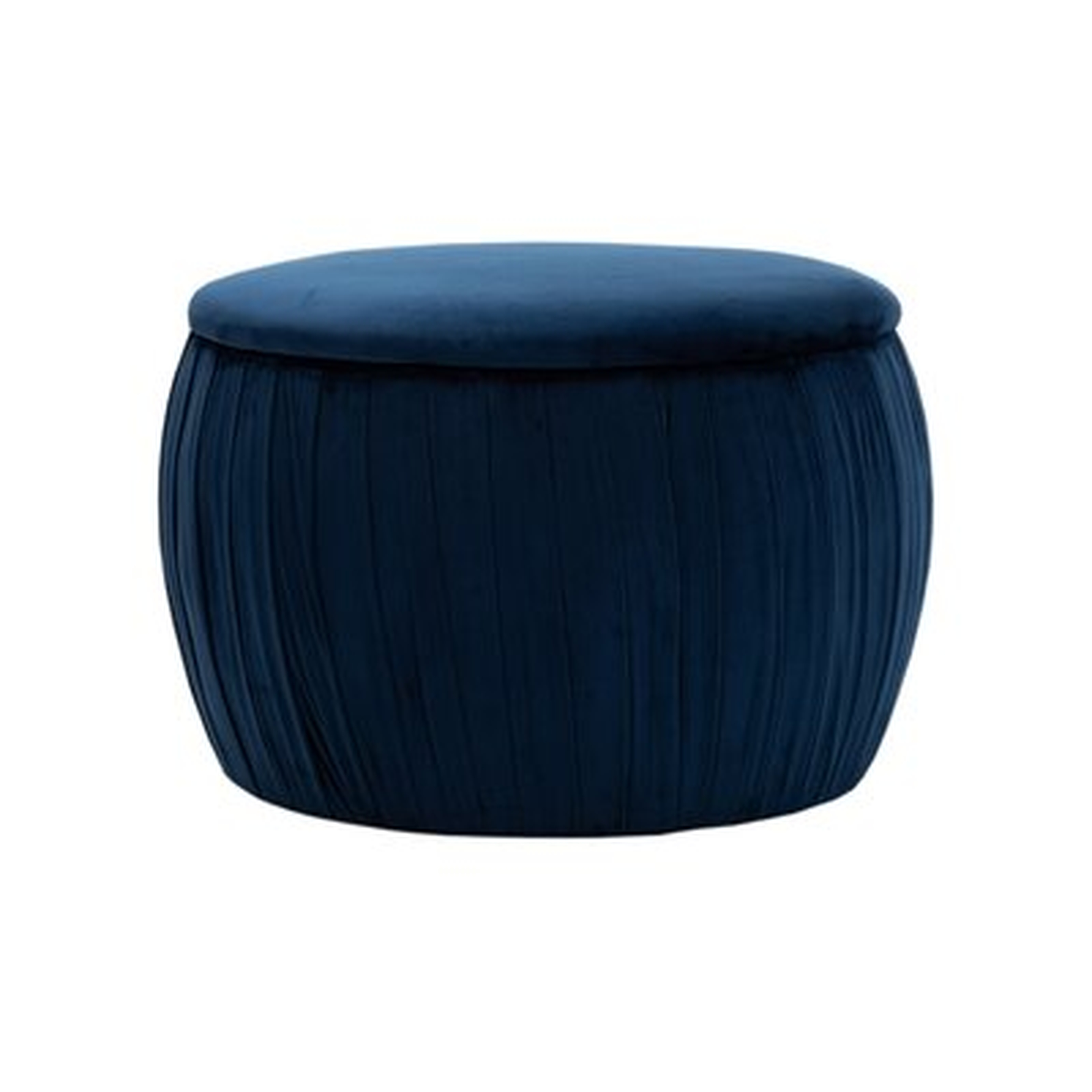 Von 26'' Wide Velvet Round Storage Ottoman with Storage, Navy - Wayfair