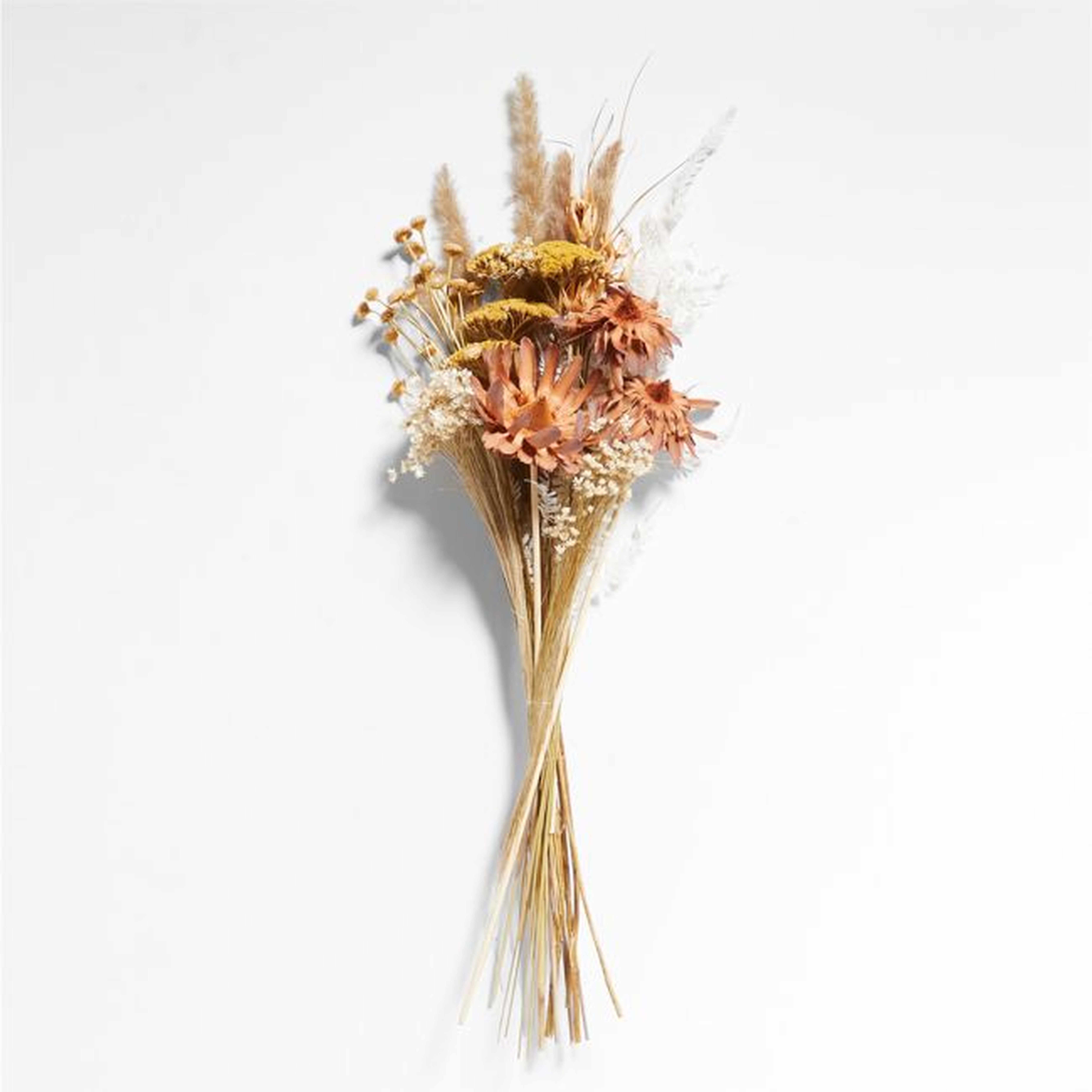 Dried Golden Yarrow & Grass Plume Bouquet - Crate and Barrel