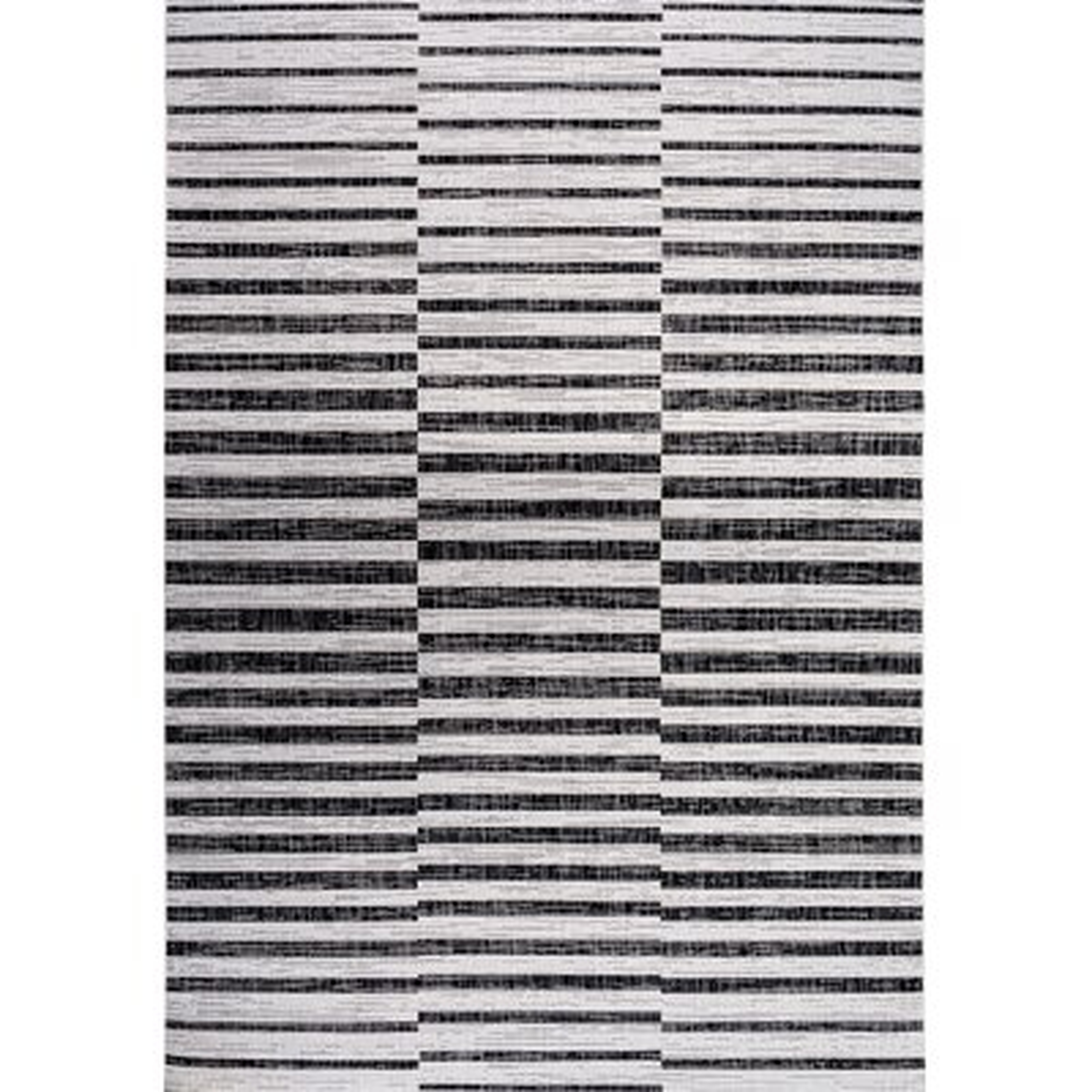 Sukie Modern Offset Stripe Indoor/Outdoor Ivory/Black rug - Wayfair
