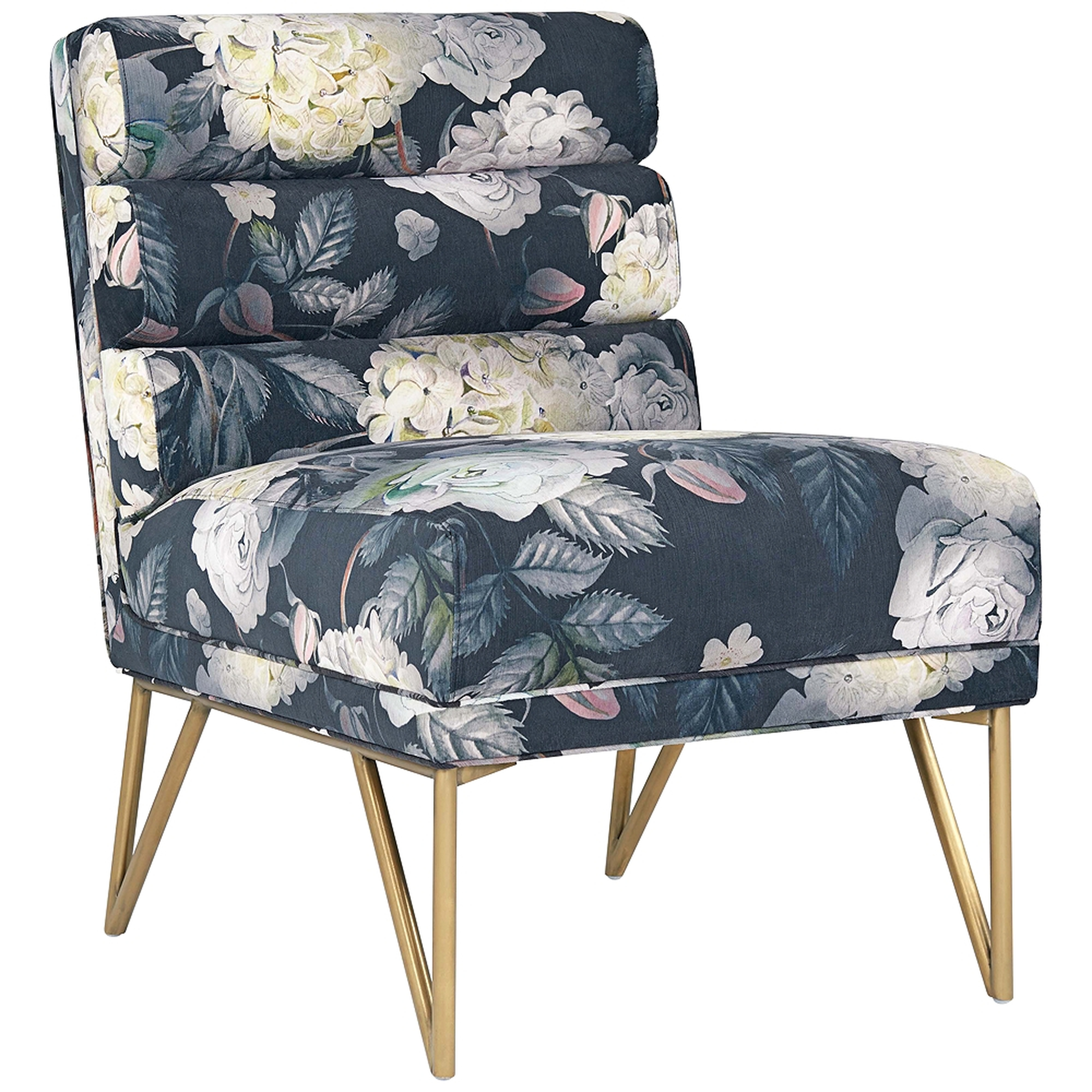 Kelly Floral Channel Tufted Velvet Accent Chair - Style # 74K63 - Lamps Plus