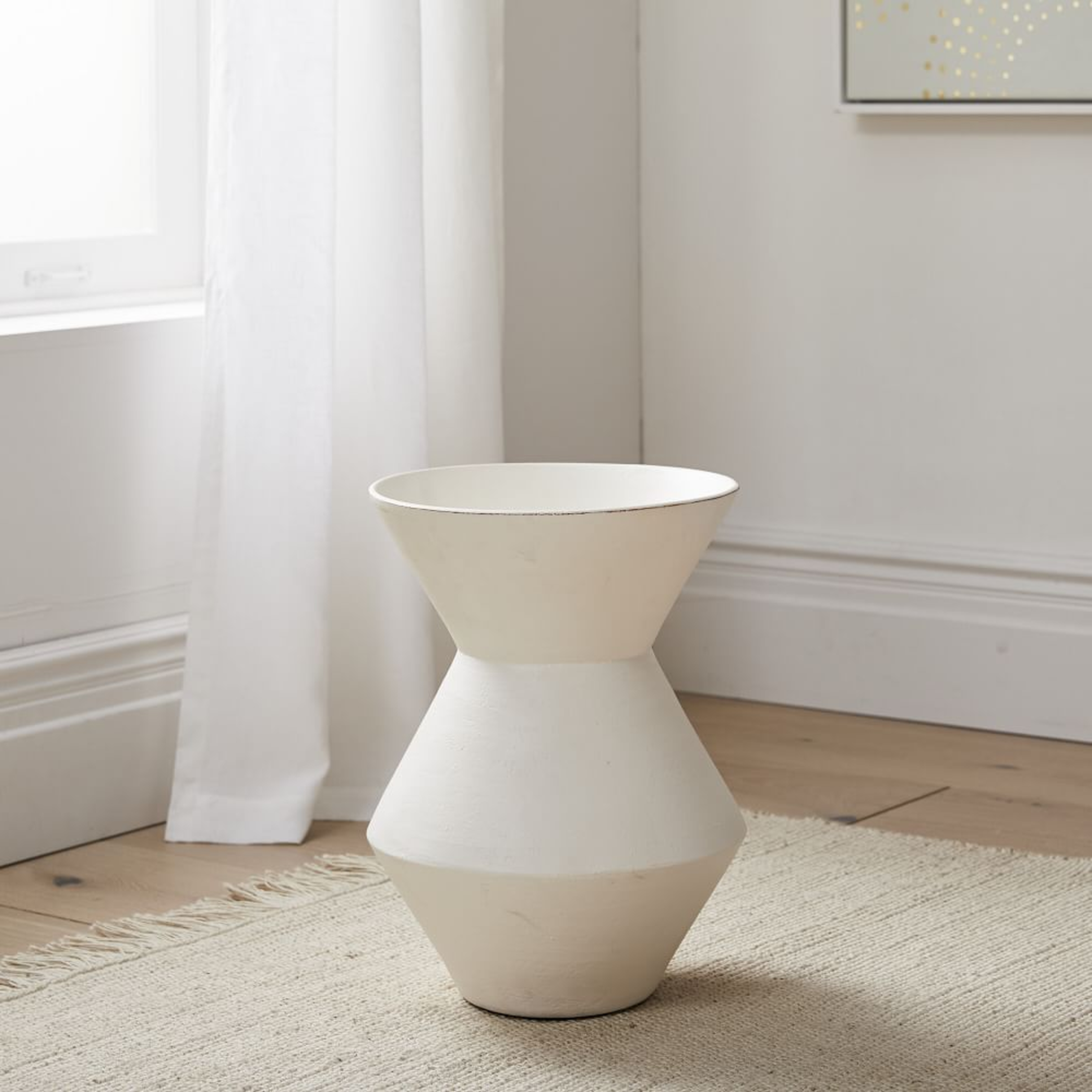 Thom Textured Floor Vase, White, Wide - West Elm