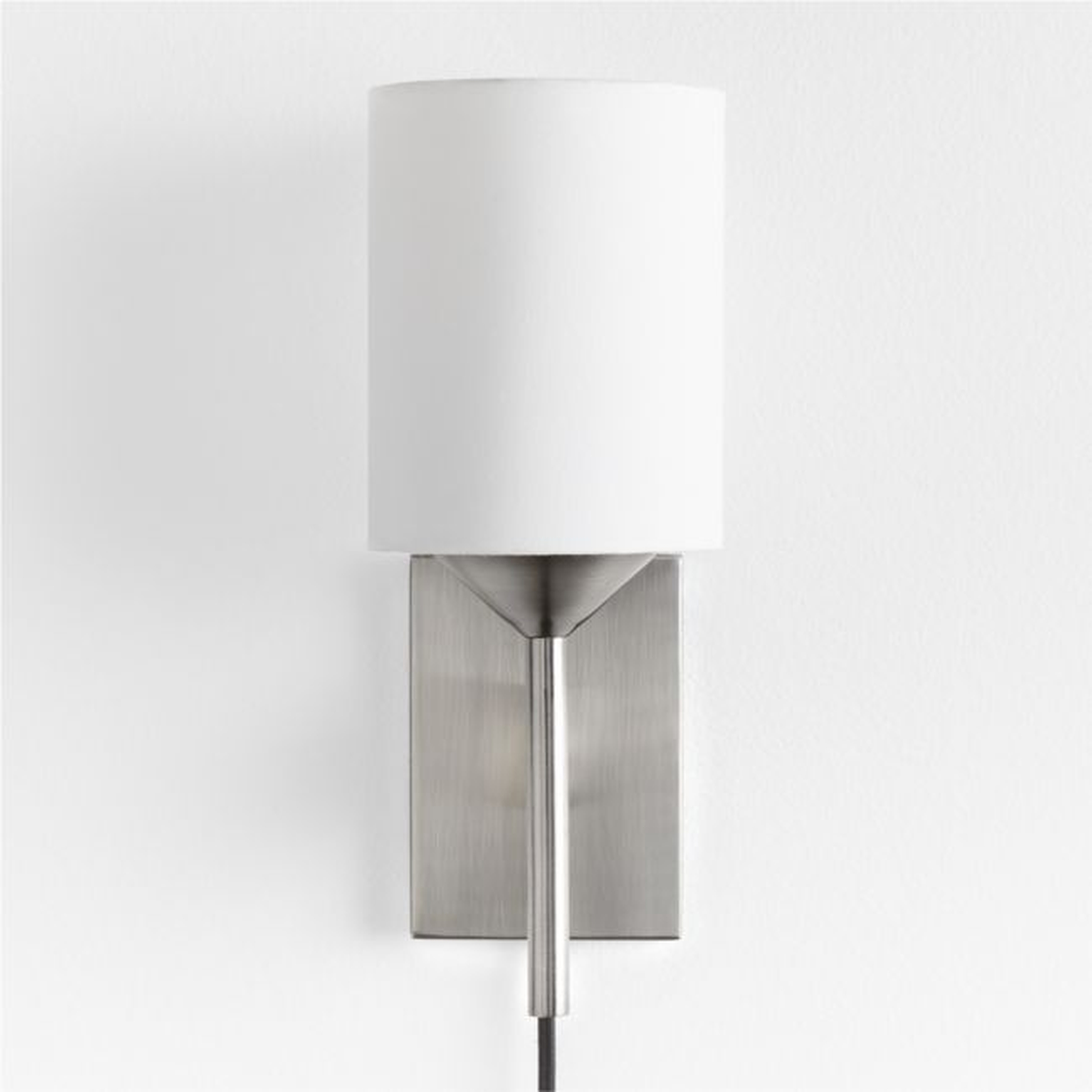 Lyre Brushed Nickel Single-Light Torch Plug In Wall Sconce - Crate and Barrel