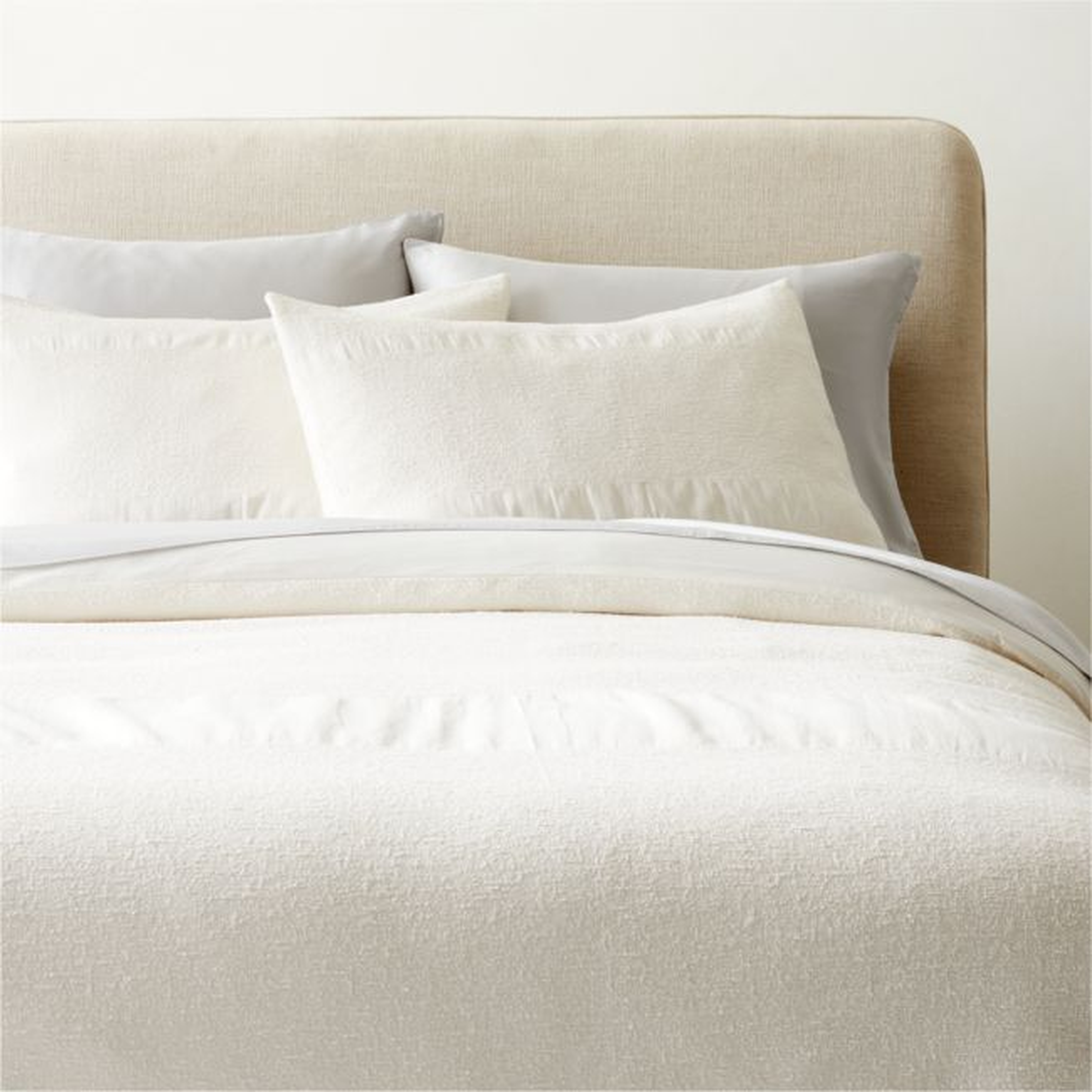 Cleo Textured Ivory King Duvet Cover - CB2