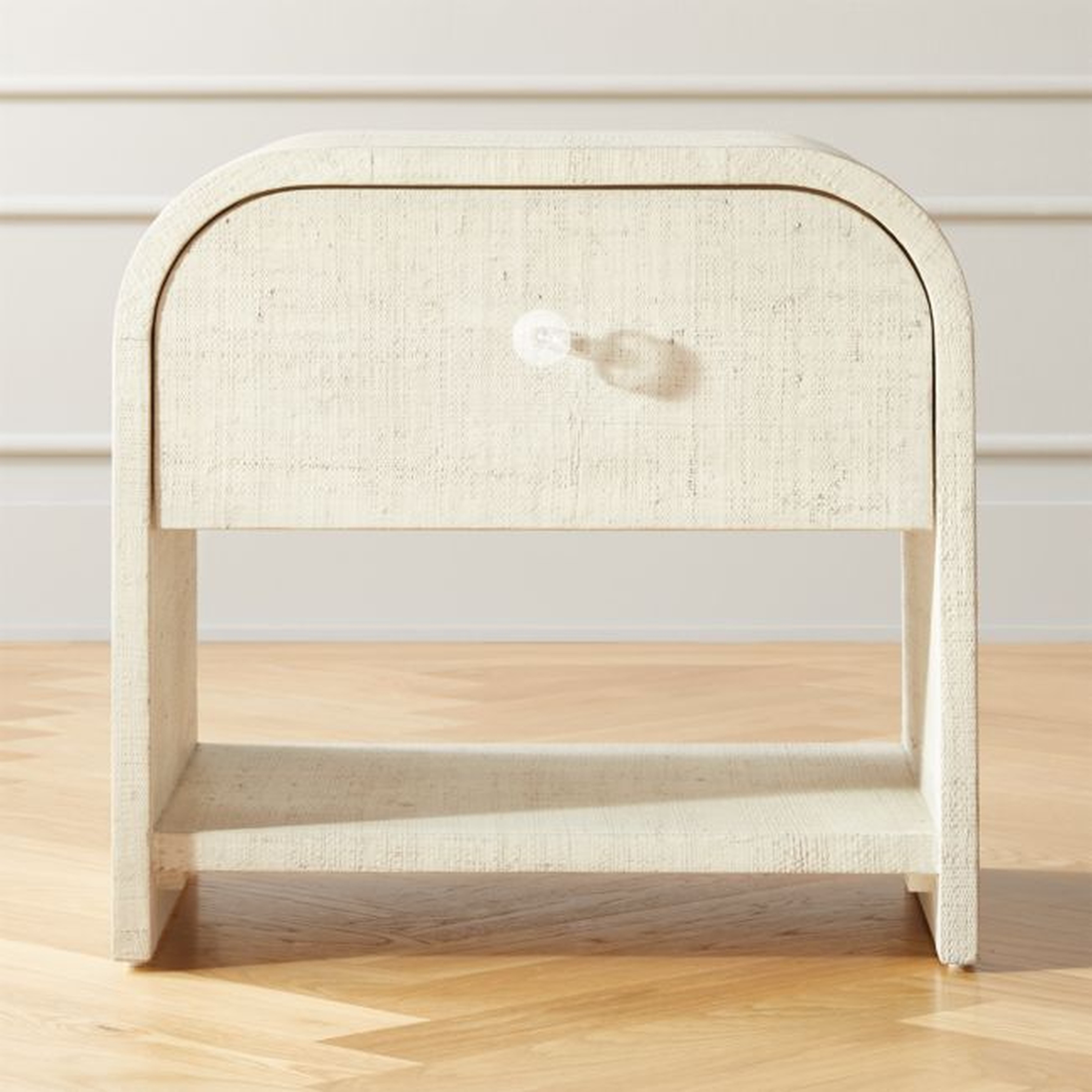 Archer White Lacquered Linen Nightstand with Drawer - CB2
