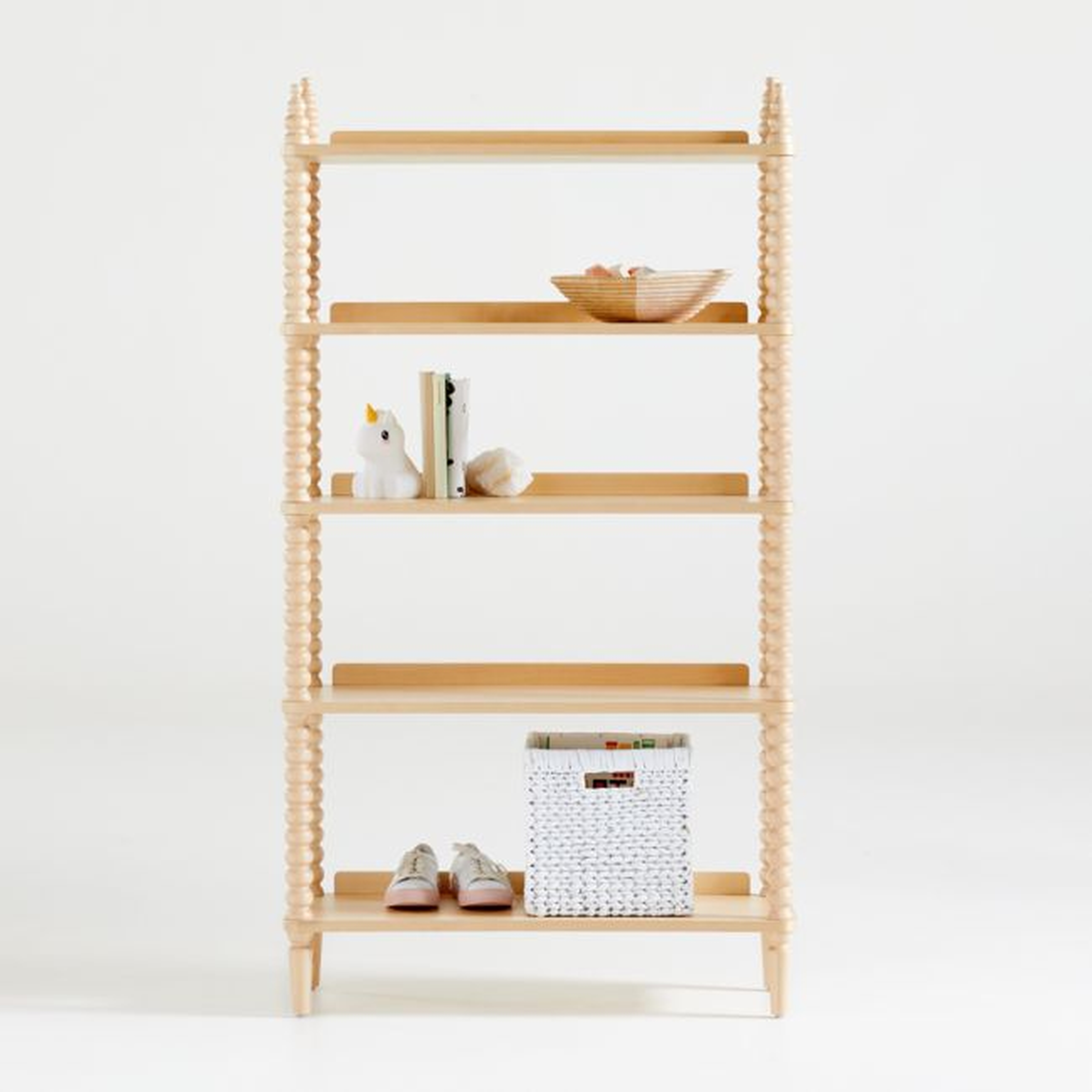Jenny Lind Maple Wood Spindle 5-Shelf Bookcase - Crate and Barrel