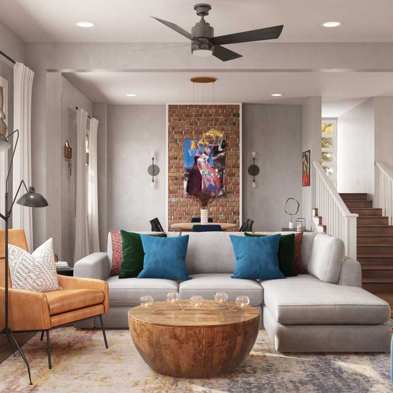 Contemporary, Modern, Bohemian, Midcentury Modern Living Room Design by Havenly Interior Designer Janice