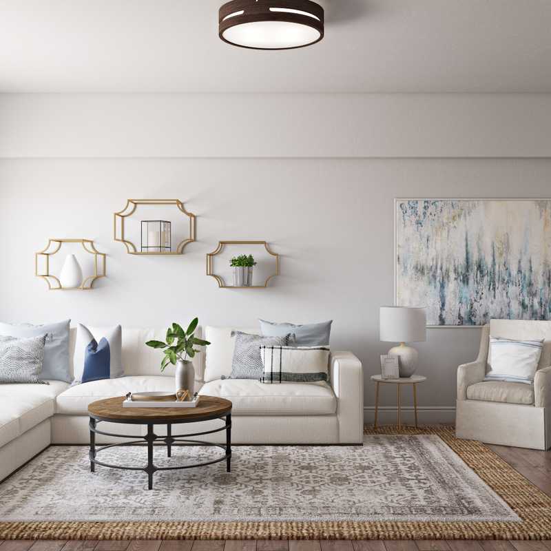 Classic, Farmhouse, Rustic, Transitional, Classic Contemporary Living Room Design by Havenly Interior Designer Lyndsi