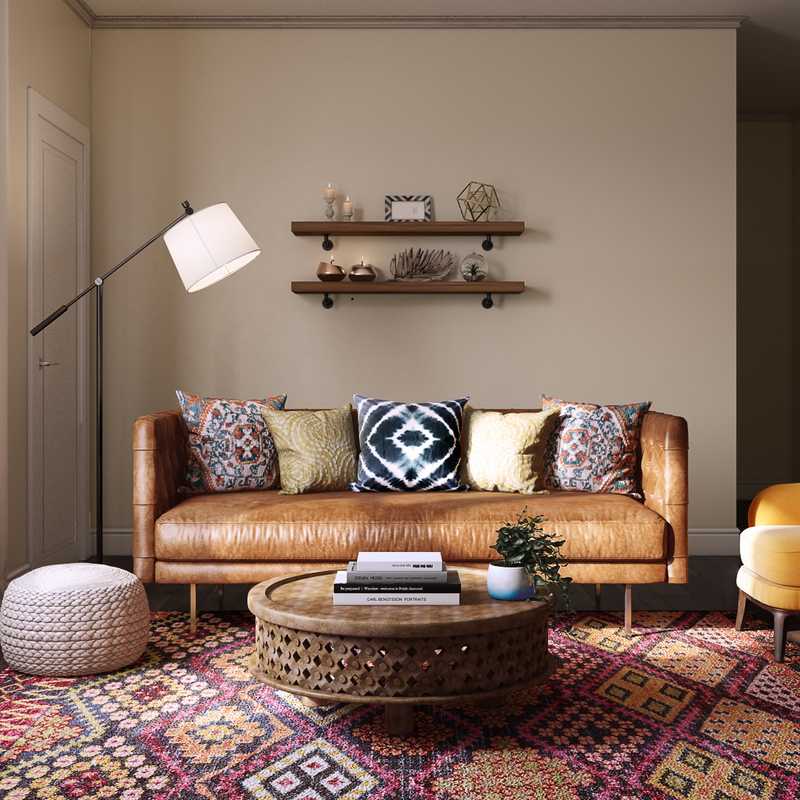 Bohemian, Midcentury Modern Living Room Design by Havenly Interior Designer Tammy