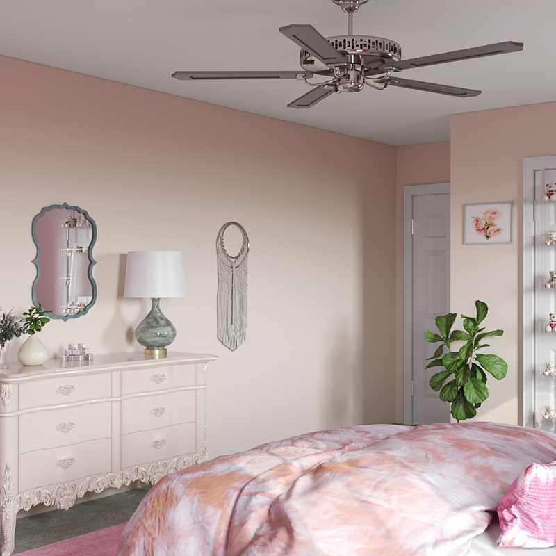 Bohemian, Glam, Preppy Bedroom Design by Havenly Interior Designer Samantha