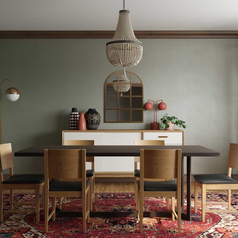 Eclectic, Bohemian, Midcentury Modern Dining Room Design by Havenly Interior Designer Ana