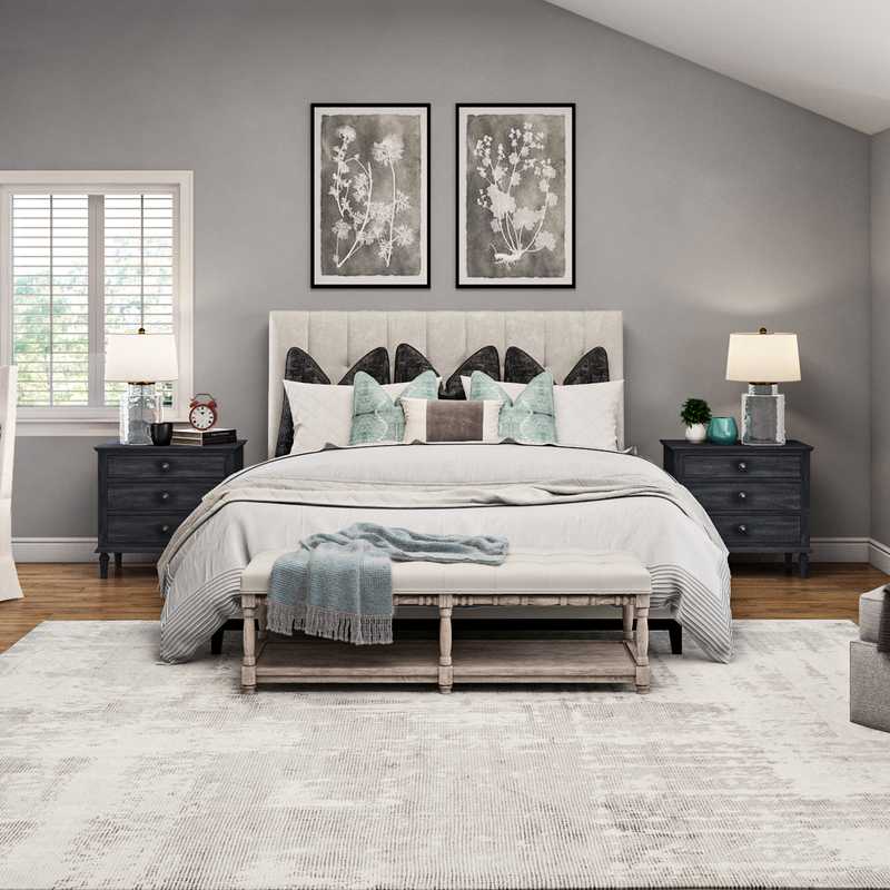 Contemporary, Coastal, Glam, Transitional Bedroom Design by Havenly Interior Designer Lyndsi