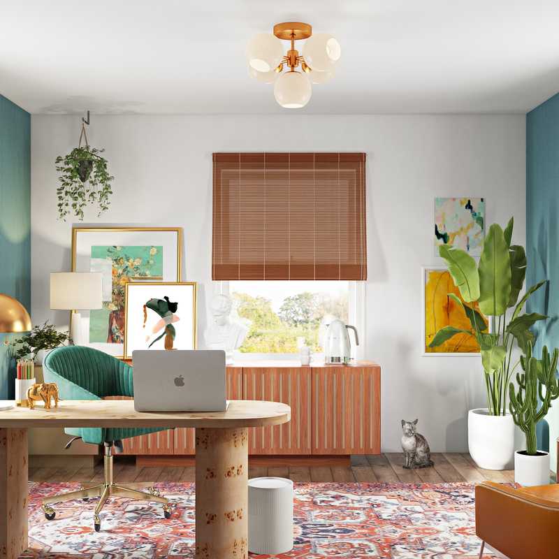 Contemporary, Modern, Eclectic, Bohemian Office Design by Havenly Interior Designer Nicolle