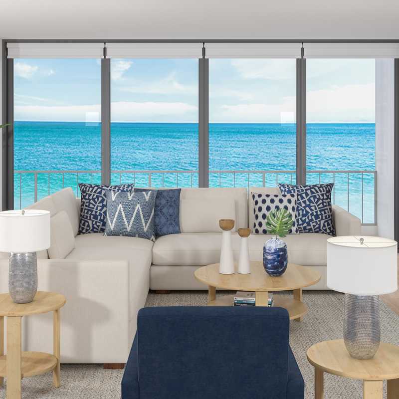 Coastal, Midcentury Modern Living Room Design by Havenly Interior Designer Allison