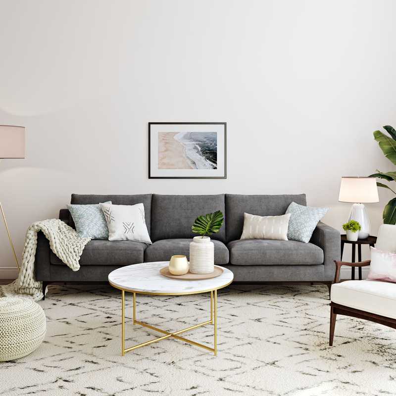 Contemporary, Bohemian, Midcentury Modern Living Room Design by Havenly Interior Designer Angela