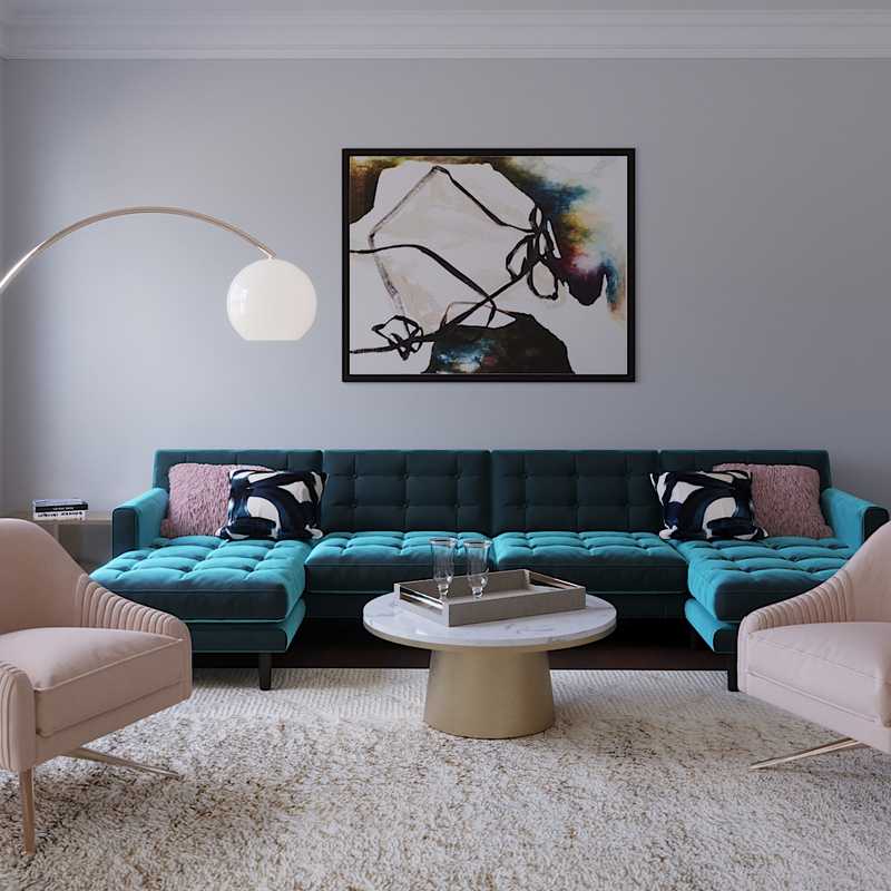 Contemporary, Modern, Glam Living Room Design by Havenly Interior Designer Emerie