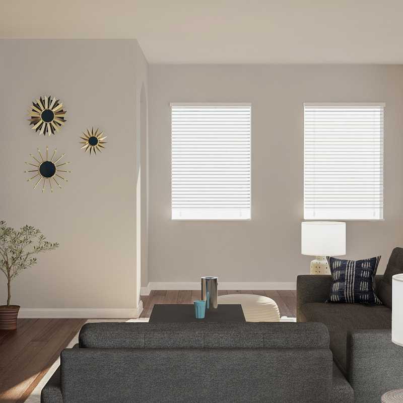Global, Midcentury Modern Living Room Design by Havenly Interior Designer Stephanie