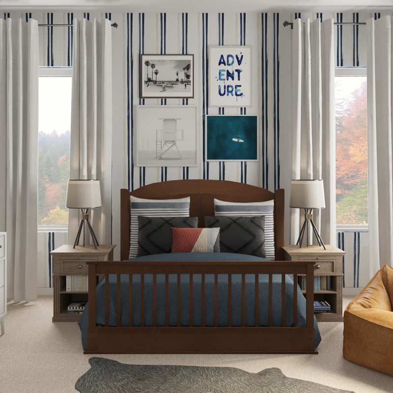 Classic, Coastal, Midcentury Modern Bedroom Design by Havenly Interior Designer Brady