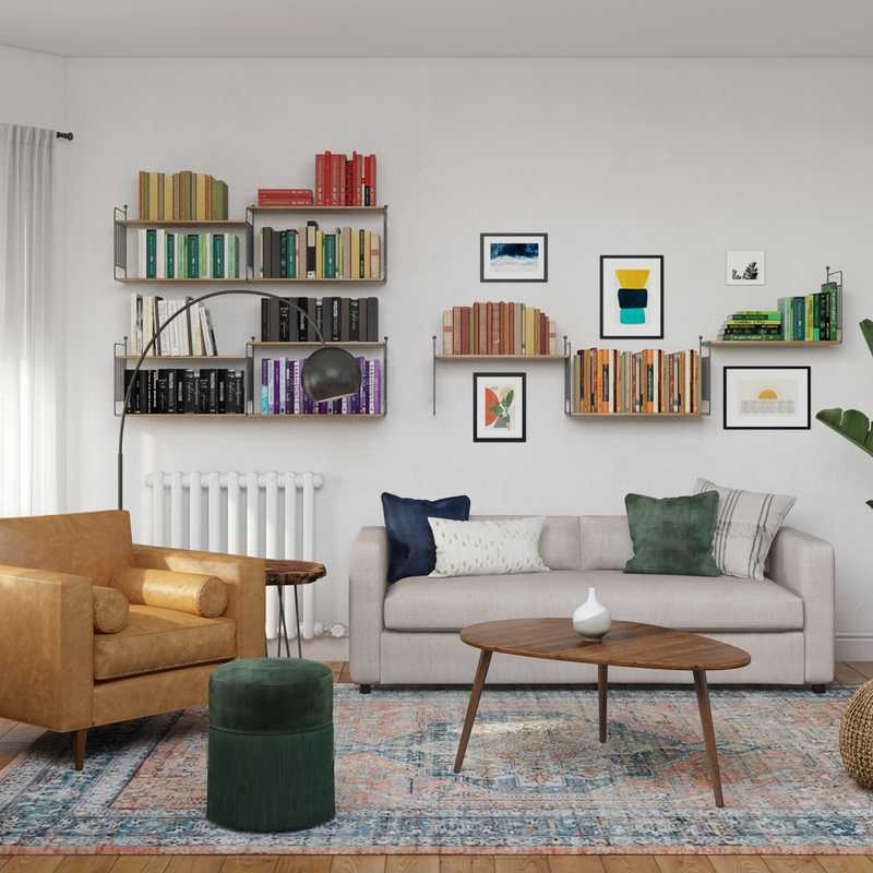 Bohemian, Midcentury Modern Living Room Design by Havenly Interior Designer Alexandra