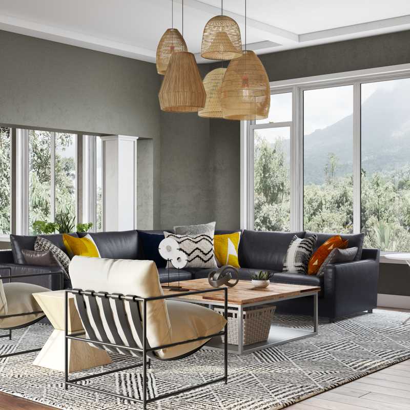 Contemporary, Rustic Living Room Design by Havenly Interior Designer Fendy