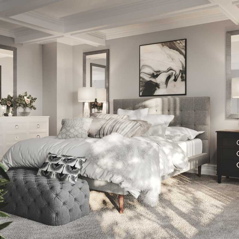 Glam, Midcentury Modern Bedroom Design by Havenly Interior Designer Austin