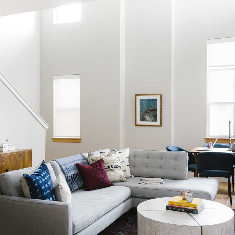 Contemporary, Eclectic, Midcentury Modern Living Room Design by Havenly Interior Designer Heather