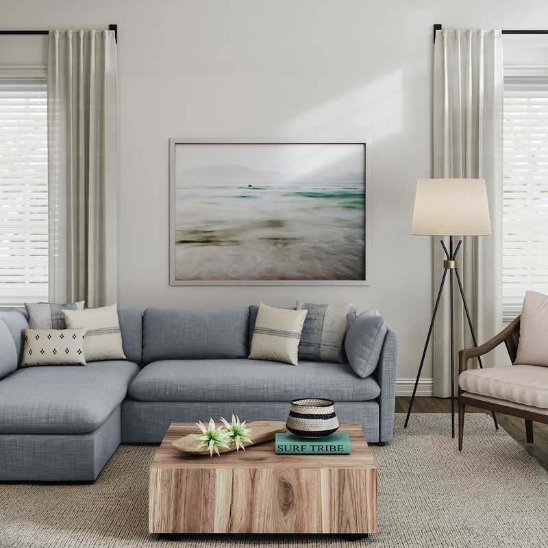 Coastal, Transitional Living Room Design by Havenly Interior Designer Jennifer