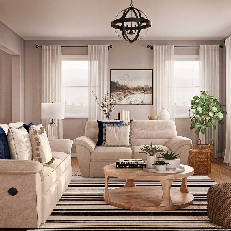 Coastal, Farmhouse Living Room Design by Havenly Interior Designer Jemma