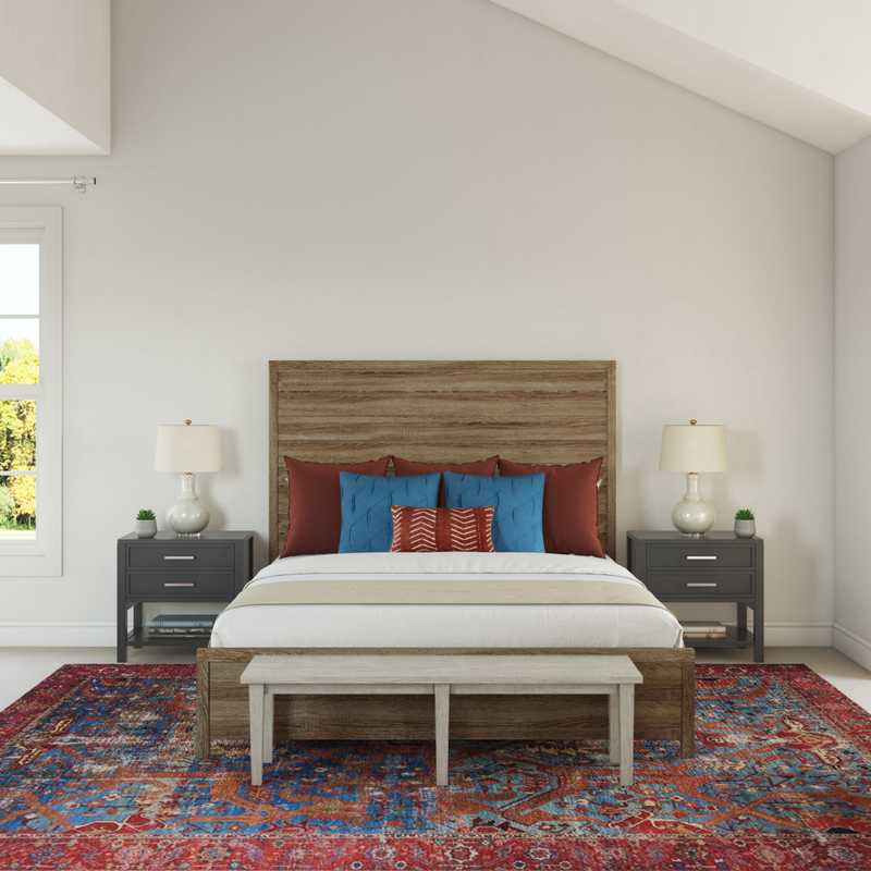 Bohemian, Farmhouse Bedroom Design by Havenly Interior Designer Rachel