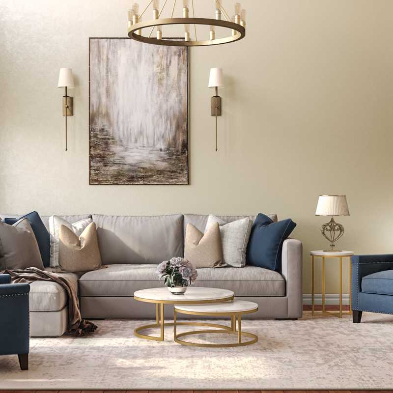 Glam, Midcentury Modern Living Room Design by Havenly Interior Designer Merna
