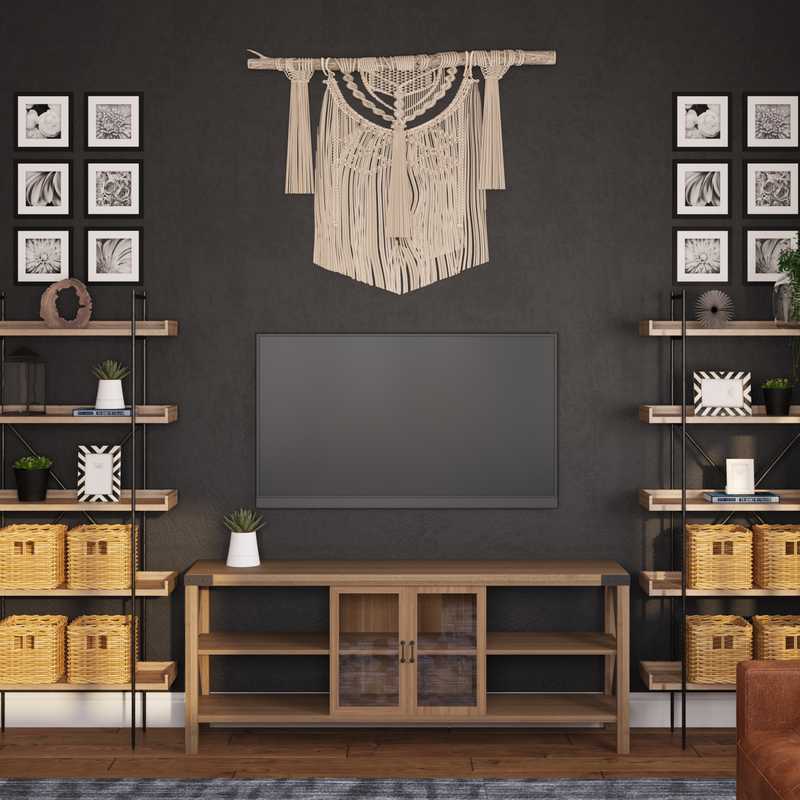 Bohemian, Industrial Living Room Design by Havenly Interior Designer Leslie