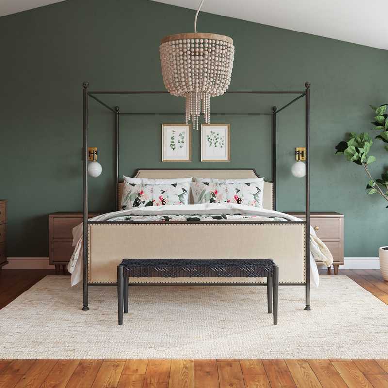 Transitional, Midcentury Modern Bedroom Design by Havenly Interior Designer Megan