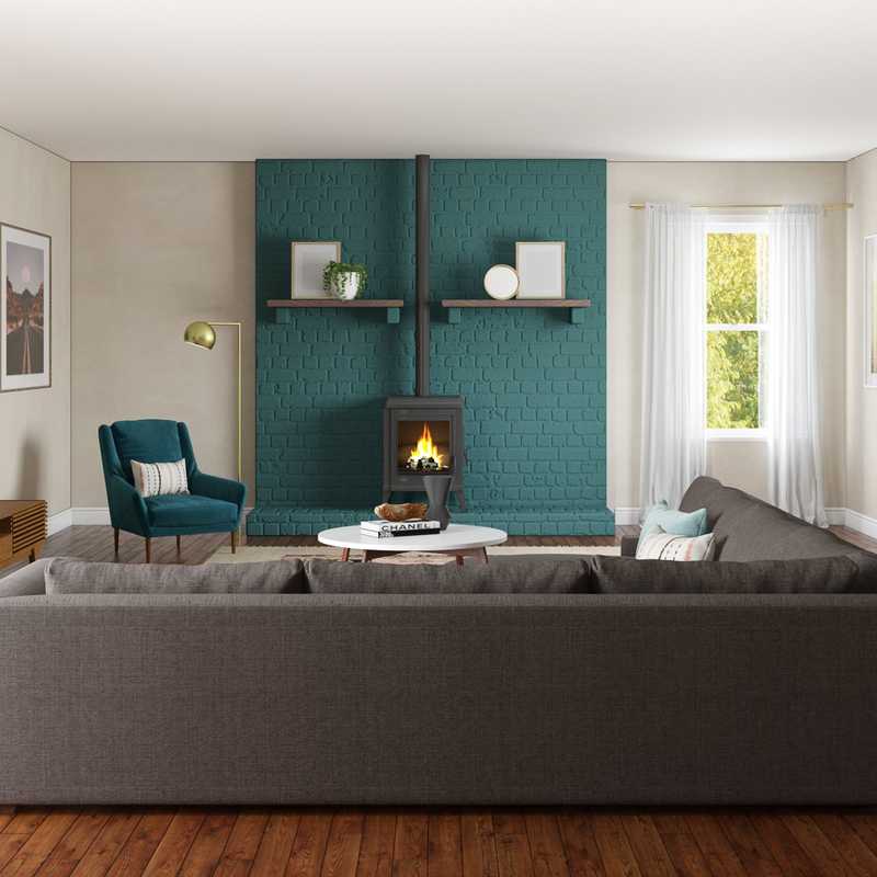 Modern, Midcentury Modern Living Room Design by Havenly Interior Designer Randi