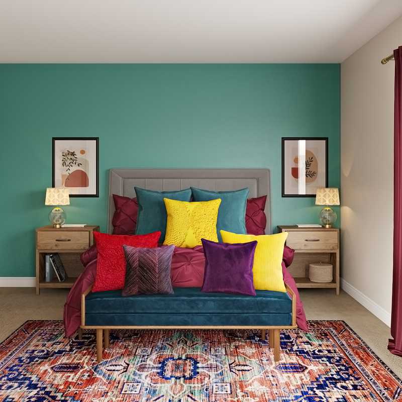 Glam, Midcentury Modern Bedroom Design by Havenly Interior Designer Randi