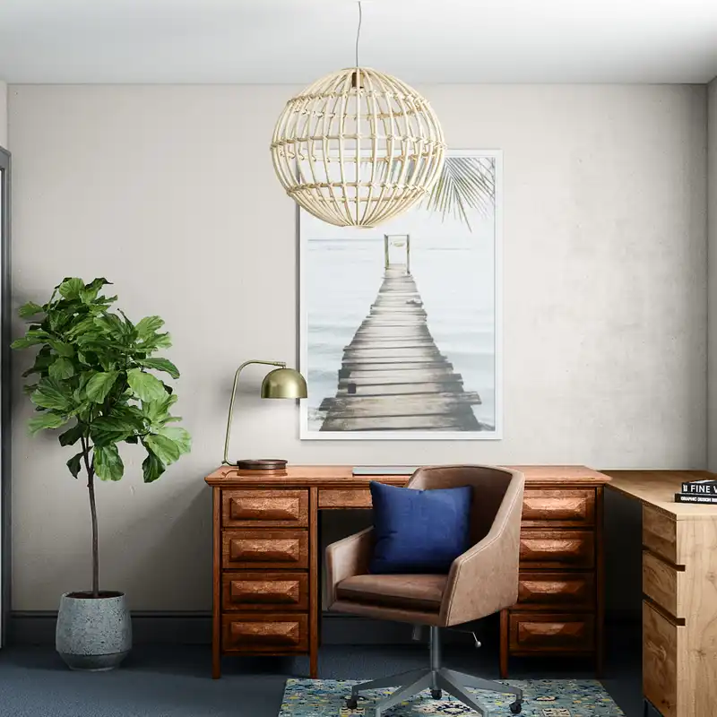 Contemporary, Bohemian, Transitional Office Design by Havenly Interior Designer Lyndsi