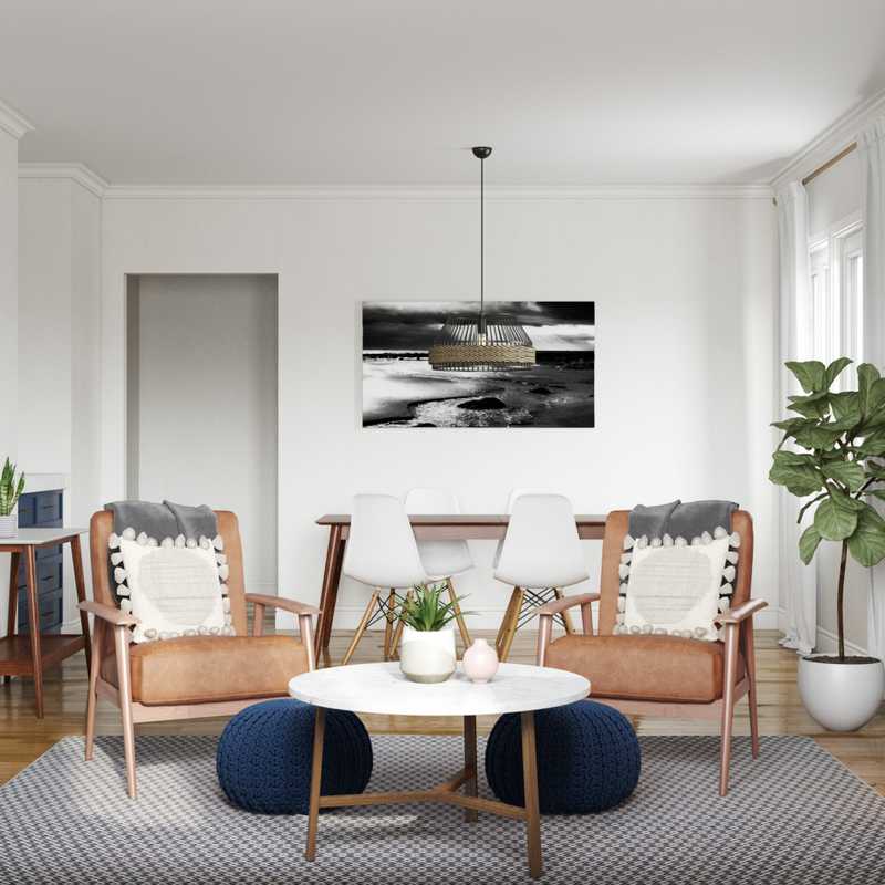 Coastal, Farmhouse, Transitional, Midcentury Modern Living Room Design by Havenly Interior Designer Stacy