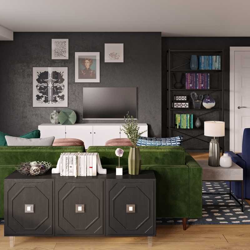 Coastal, Glam Living Room Design by Havenly Interior Designer Sam