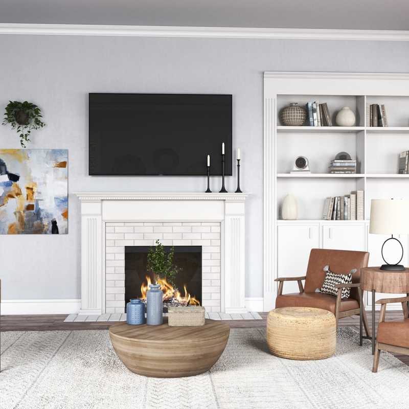 Bohemian, Farmhouse, Rustic, Midcentury Modern Living Room Design by Havenly Interior Designer Austin
