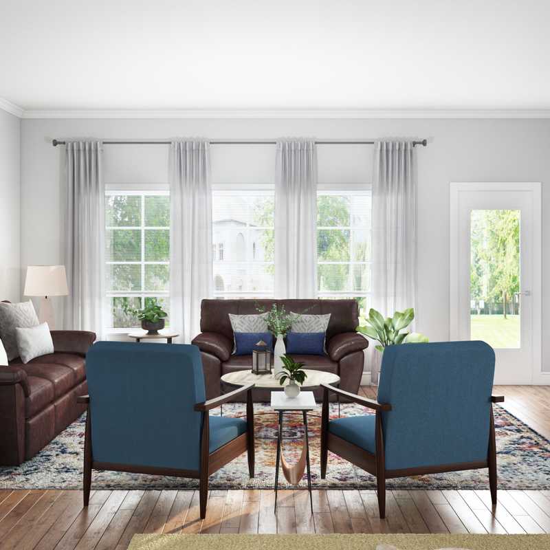 Bohemian, Farmhouse, Transitional Living Room Design by Havenly Interior Designer Susan