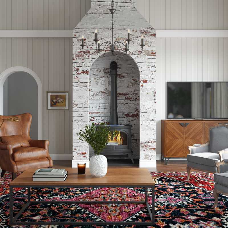 Contemporary, Bohemian, Industrial Living Room Design by Havenly Interior Designer Nicolle